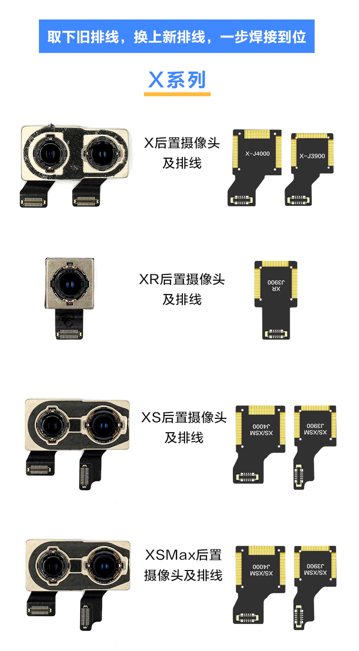 i2C X-12PM后置摄像头排线原装外观、沉金工艺、过孔设计直接焊接(图2)